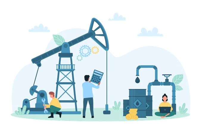 Cálculo de ganancias por ventas y intercambios de petróleo.  Illustration