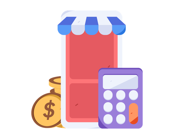 Cálculo de pagamento de compras online  Ilustração