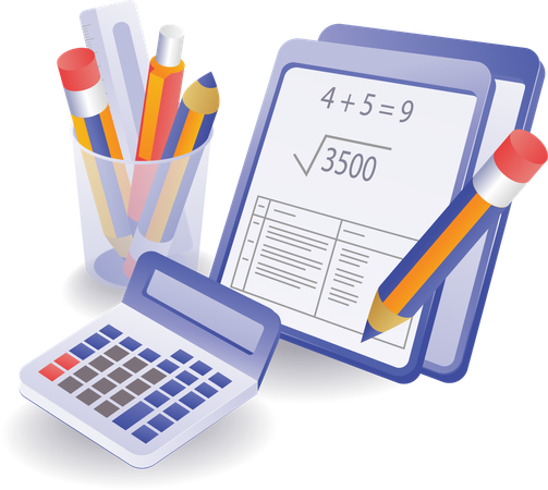 Cálculos matemáticos  Ilustração