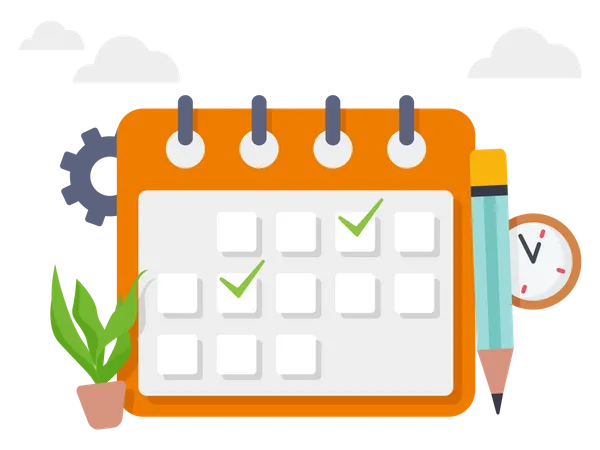 Calendar date with checkmark  Illustration