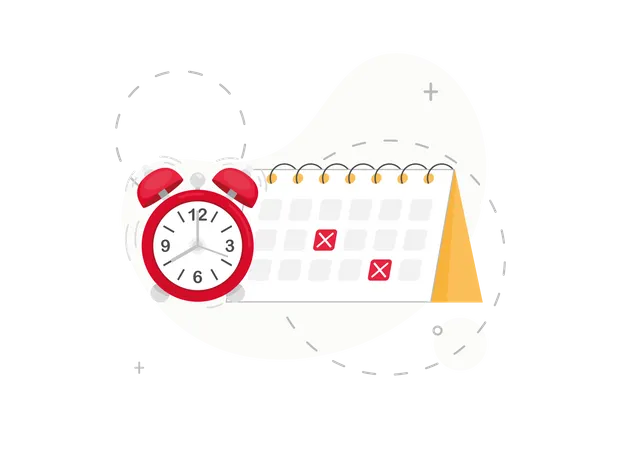 Schedule Concept With Calendar And Alarm Clock Crosses On Dates In The Calendar Deadline In Work Flat Design Illustration