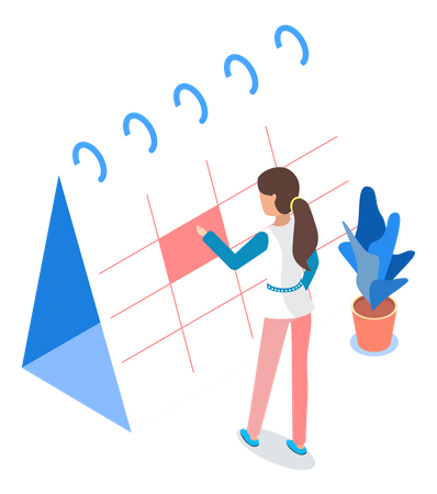Calendar management by businesswoman Illustration
