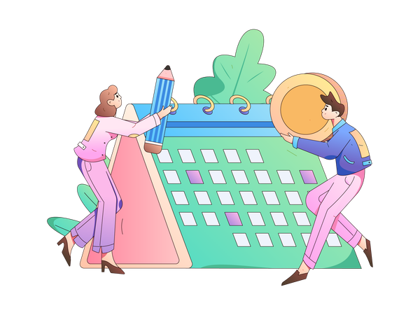 Calendar management by employees  Illustration
