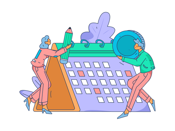 Calendar management by employees  Illustration