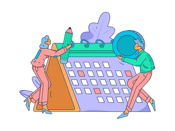 Calendar management by employees  Illustration