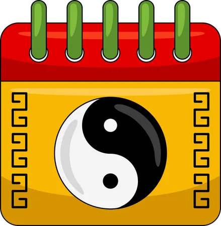 Calendar with yin yang symbol  Illustration