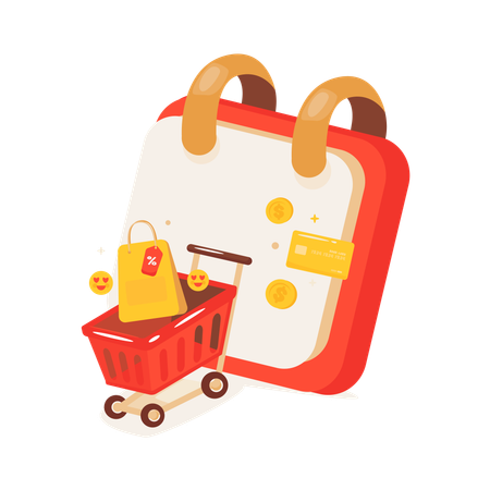 Calendário de compras com promoção de compras  Ilustração