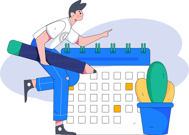 Hombre haciendo horario de negocios  Ilustración