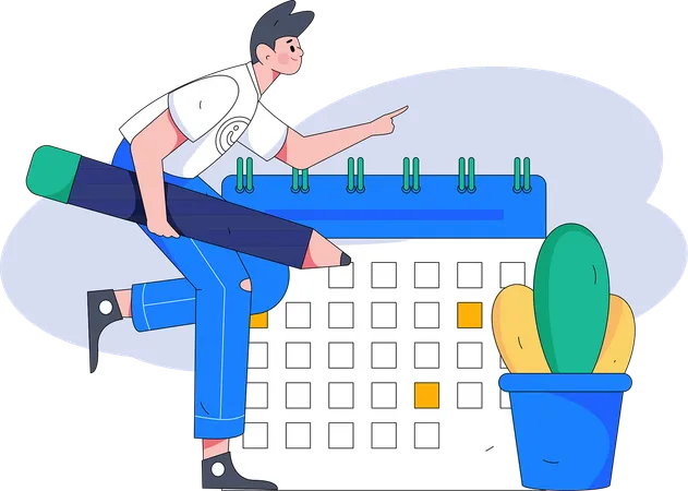 Hombre haciendo horario de negocios  Ilustración