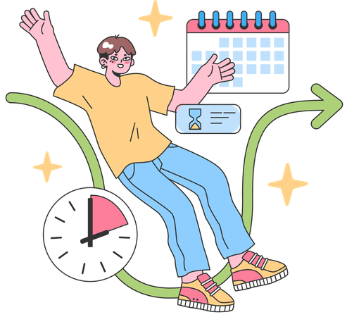 Hombre haciendo horario de tareas  Ilustración