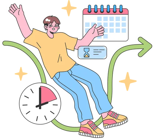 Hombre haciendo horario de tareas  Ilustración