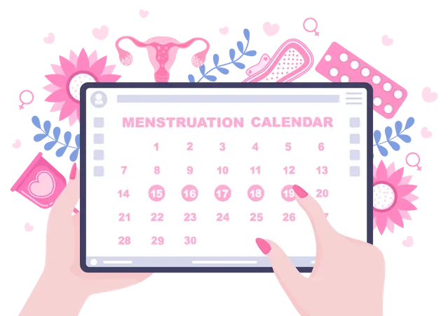 Calendario del período de menstruación  Ilustración