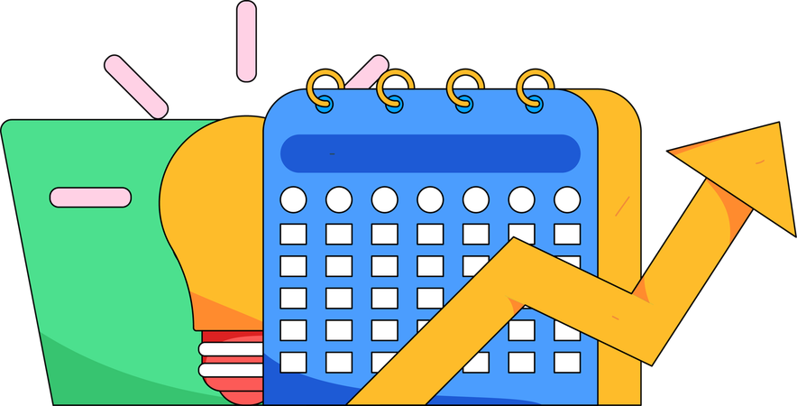 Calendario educativo con crecimiento.  Ilustración