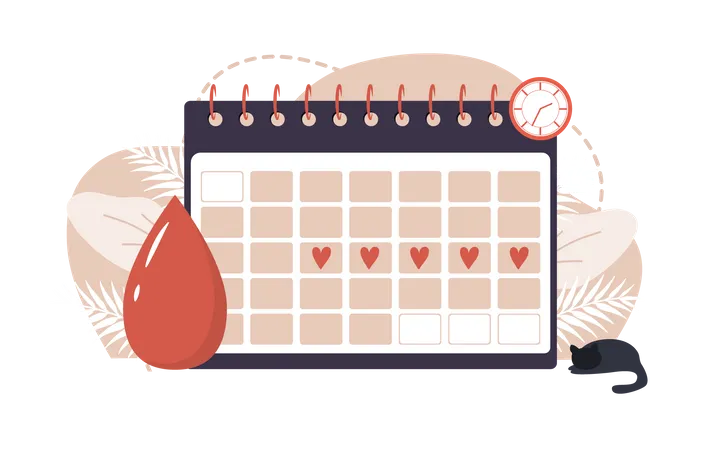 Calendário menstrual  Ilustração