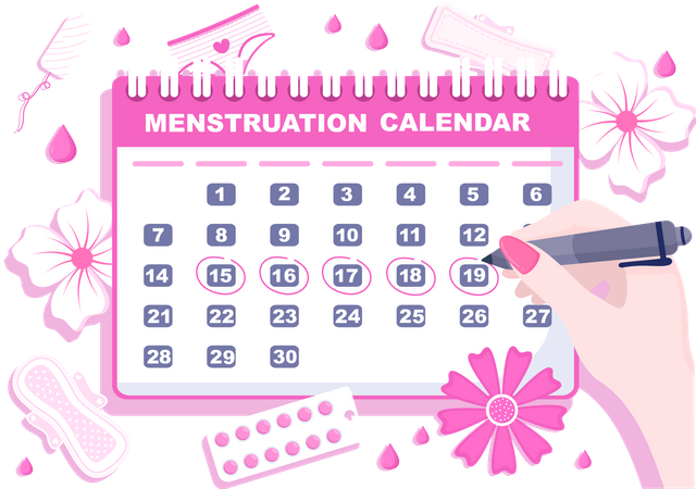 Calendário do período menstrual  Ilustração