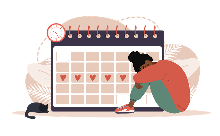 Calendário menstrual feminino  Ilustração