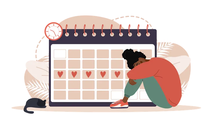 Calendário menstrual feminino  Ilustração