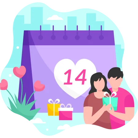 Calendrier de la Saint Valentin  Illustration