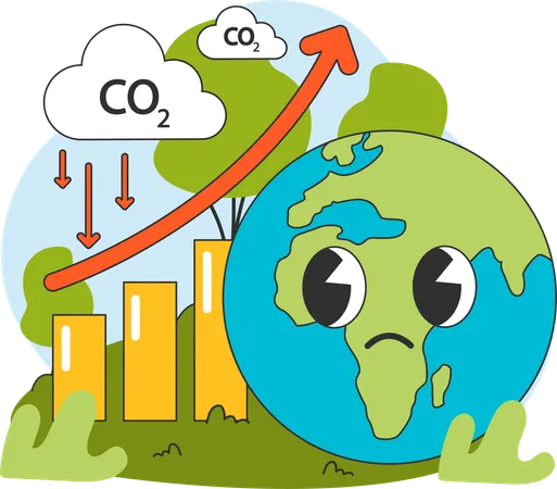 El calentamiento global aumenta  Ilustración