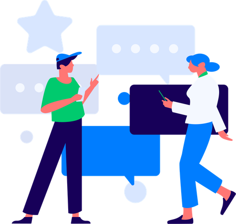 Cliente dando calificación en línea  Ilustración