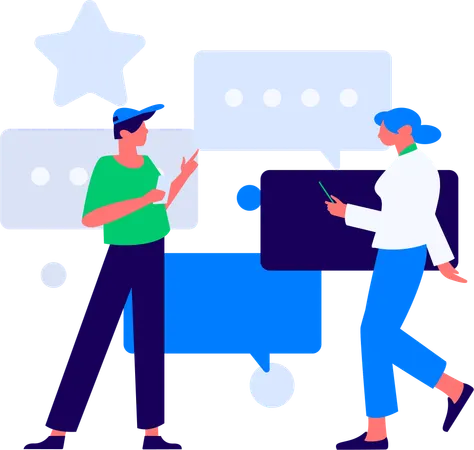 Cliente dando calificación en línea  Ilustración
