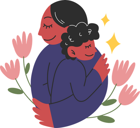 Mère et enfant câlin  Illustration