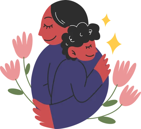 Mère et enfant câlin  Illustration