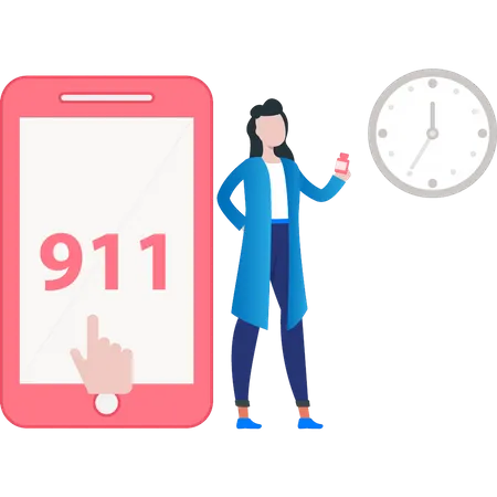 Call 911 in emergency  Illustration