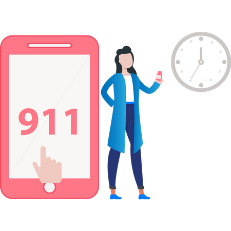 Call 911 in emergency  Illustration