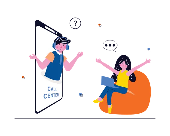 Call center agent on a call  Illustration