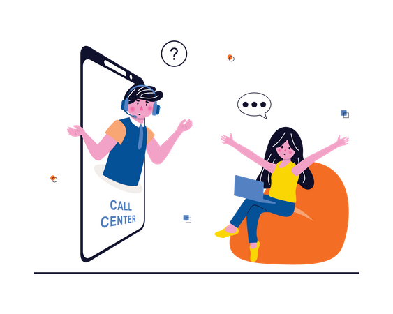 Call center agent on a call  Illustration