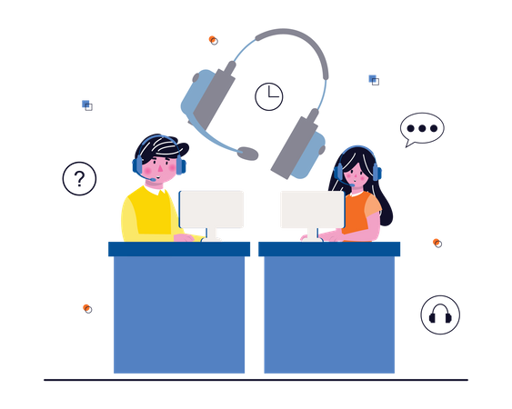 Call center agent working at office  Illustration