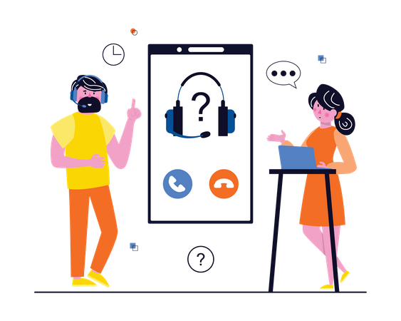 Call center agent working on solution  Illustration