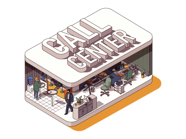 Escritório de call center  Ilustração