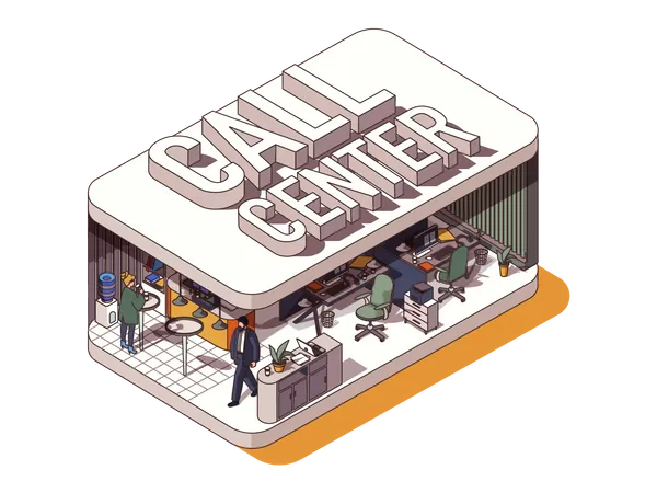 Escritório de call center  Ilustração