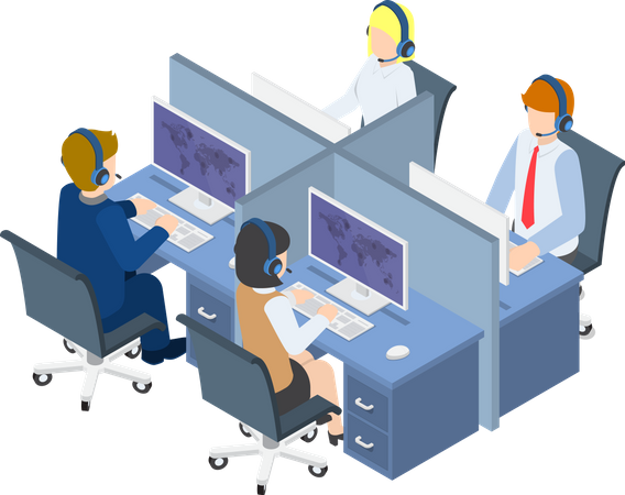 Call center executive attending call  Illustration