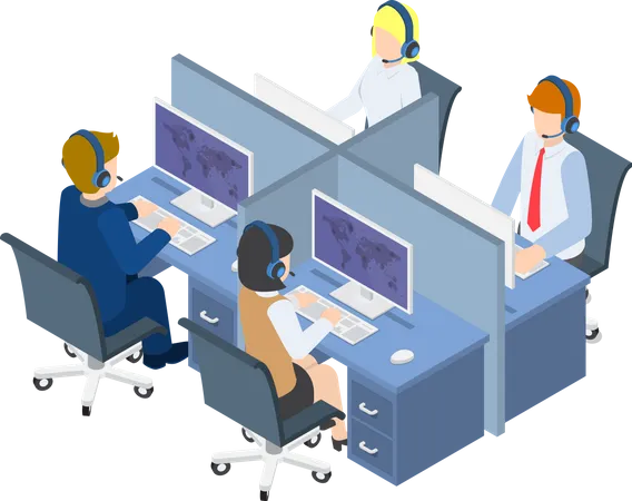 Call center executive attending call  Illustration