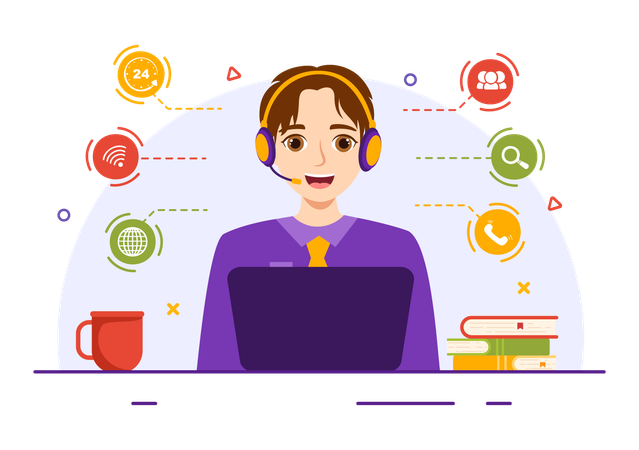 Call Center Male Agent  Illustration