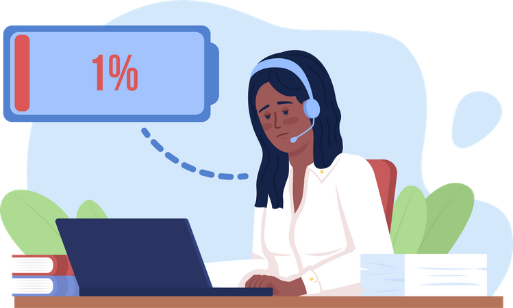 Call center operator with burnout  Illustration
