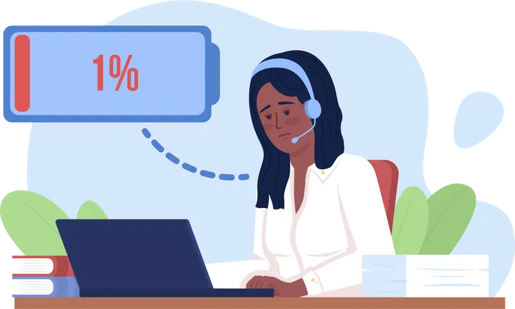 Call center operator with burnout  Illustration