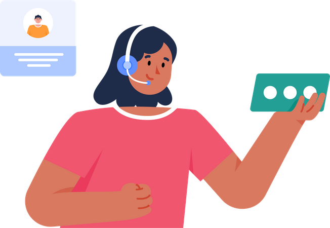 Call center with woman and chat for customer  Illustration