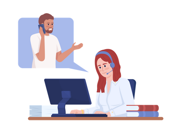 Callcenter-Agent sammelt Feedback vom Kunden  Illustration