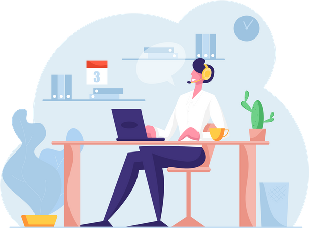 Callcenter-Mitarbeiter im Gespräch mit Kunden  Illustration