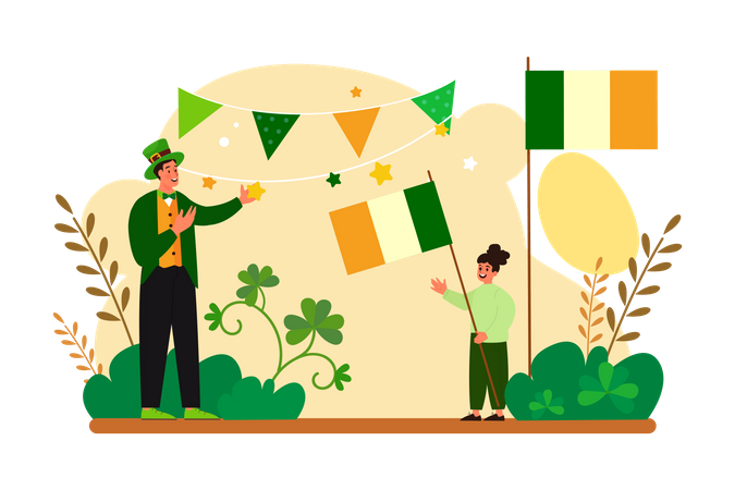 CALLE. Celebración del día de San Patricio  Ilustración