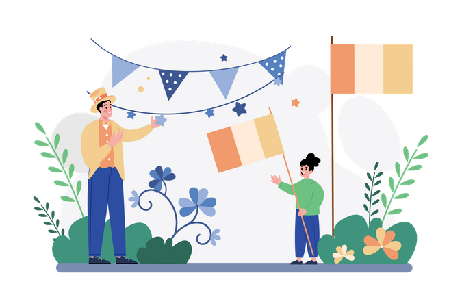 CALLE. Celebración del día de San Patricio  Ilustración