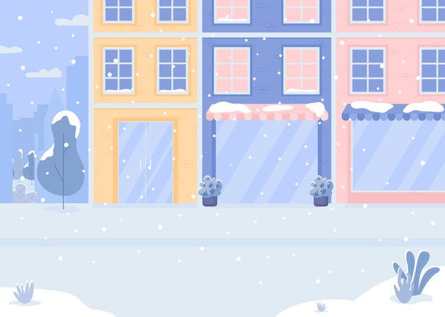 Calle cubierta de nieve  Ilustración