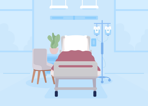 Cama vacía en el hospital  Ilustración