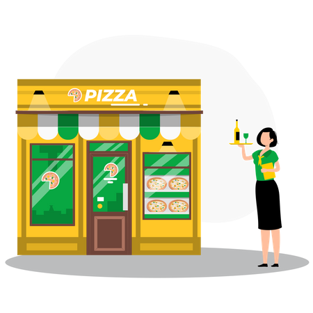 Camarera de pizzería  Ilustración