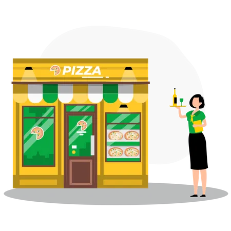 Camarera de pizzería  Ilustración