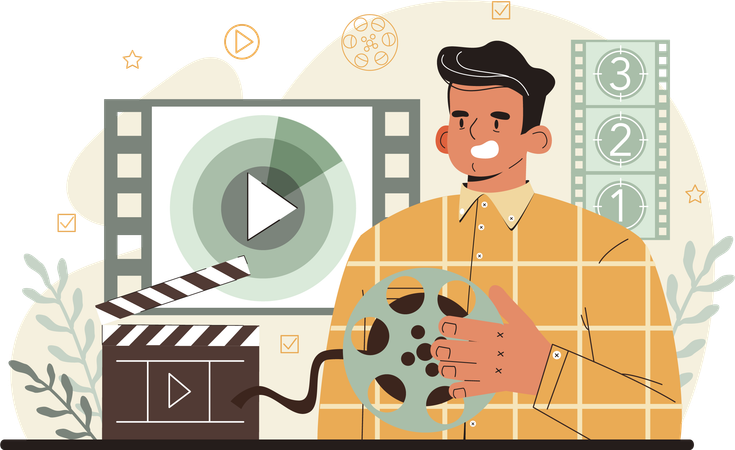 Camarógrafo mostrando números de películas  Illustration